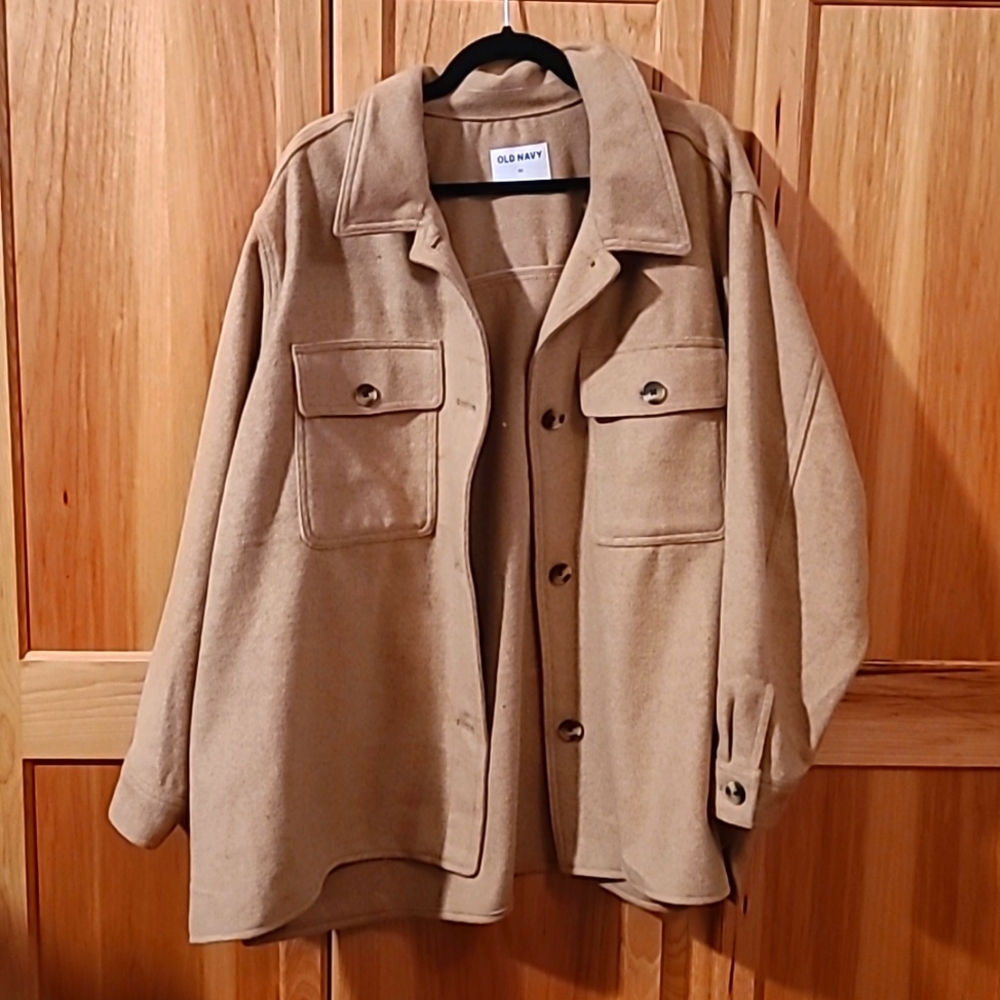 NWT Women's Old Navy Shacket, Tan, Flannel